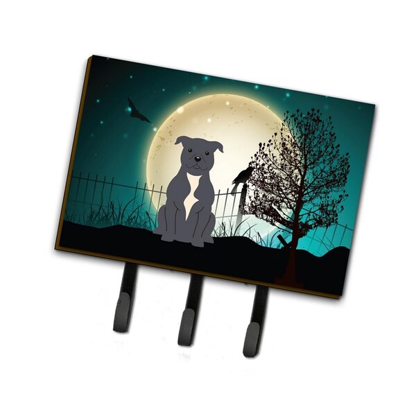 Jensendistributionservices Halloween Scary Staffordshire Bull Terrier Blue Leash or Key Holder MI1708367 - main